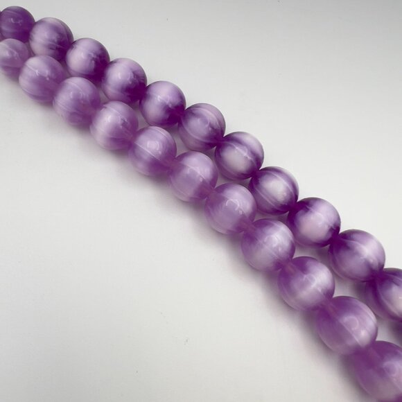 Vintage Mid Century Moonglow Bubble Beaded Necklace Purple - Picture 5 of 7
